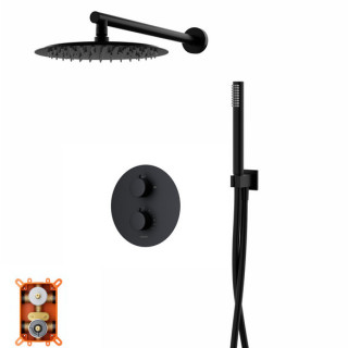 Sprchový set s podomítkovou baterií a sprchou Corsan Ango,horní sprcha kulatá śr. 25cm, černá