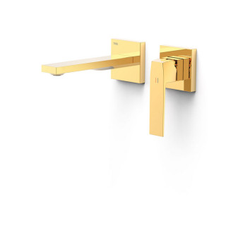 Prvek nástěnná do podomítkového korpusu baterii umywalkowe TRES Slim Exclusive, výtokové rameno 240mm,  zlato