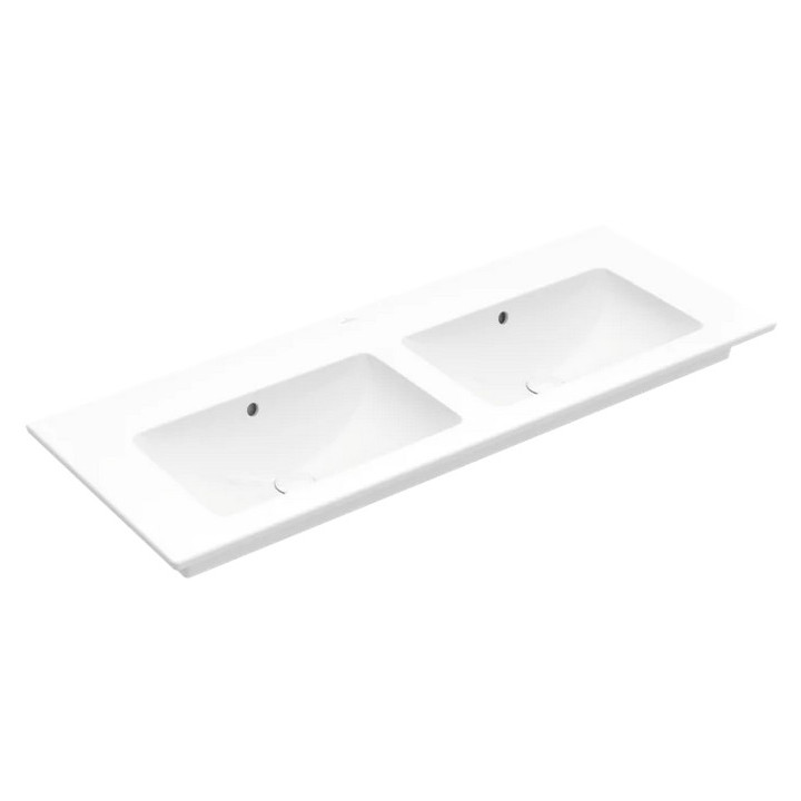 Umyvadlo nábytkové dvojitá Villeroy&Boch Venticello, 130x50cm, z přepadem, Stone White CeramicPlus,  