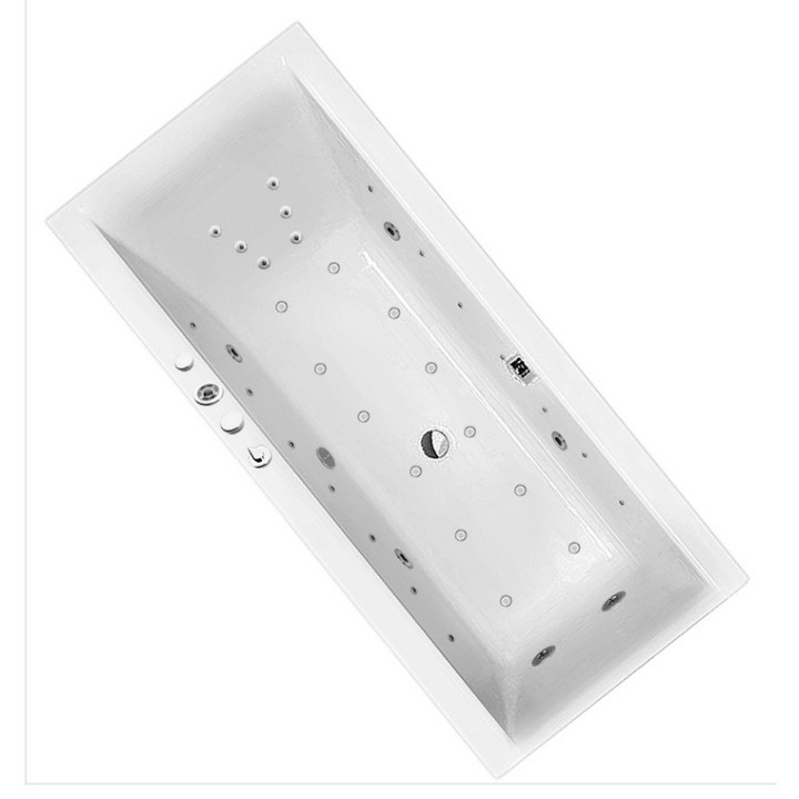 Vana obdélníková Ruben Kama bílá, 180 x 80 x 48 cm, bílá, system hydromasażu Mexus Champagne
