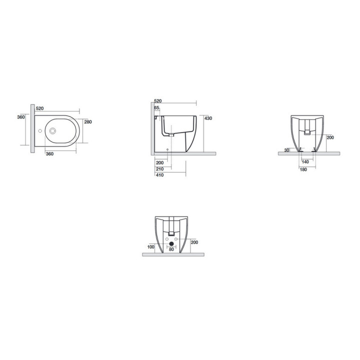 Bidet stojící 36x52cm Kerasan Flo, bílý