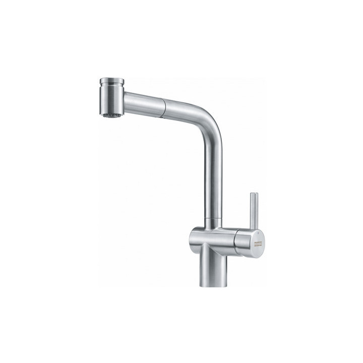 Dřezová baterie Franke Atlas Neo Pull-Out, výška 297mm, otočné i výsuvná sprcha, černá ušlechtilá ocel