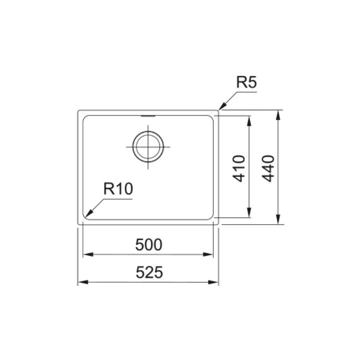 Dřez Franke Tectonite Sirius SID 110-50, 525 x 440x mm do podbudowy - onyx