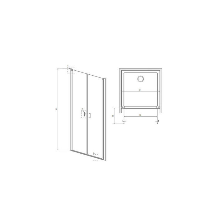 Dveře sprchové Radaway Nes 8 Black DWD+2S 80, dvoukřídlové, 800x2000mm, sklo čiré, profil černá