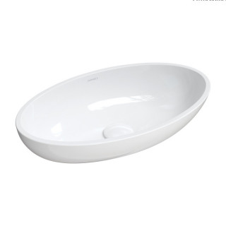 Umyvadlo na postavení na desku Omnires Crete Marble+ 51 x 31 cm, bílá lesklá, bez přepadu- sanitbuy.pl