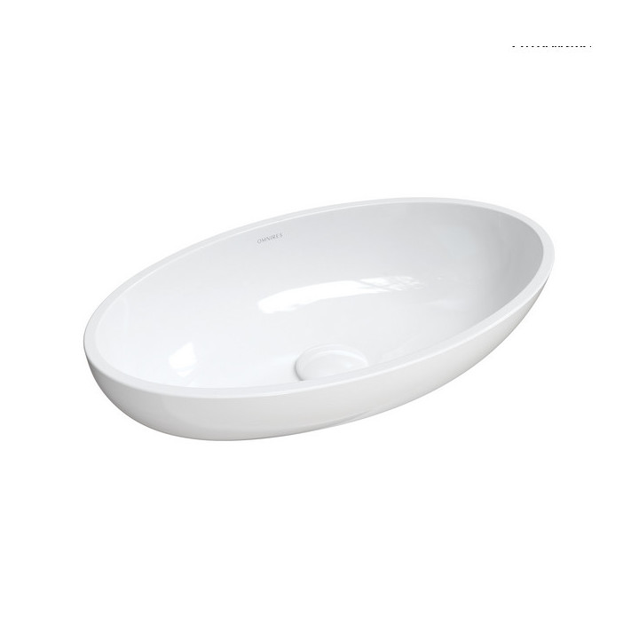 Umyvadlo na postavení na desku Omnires Crete Marble+ 51 x 31 cm, bílá lesklá, bez přepadu- sanitbuy.pl