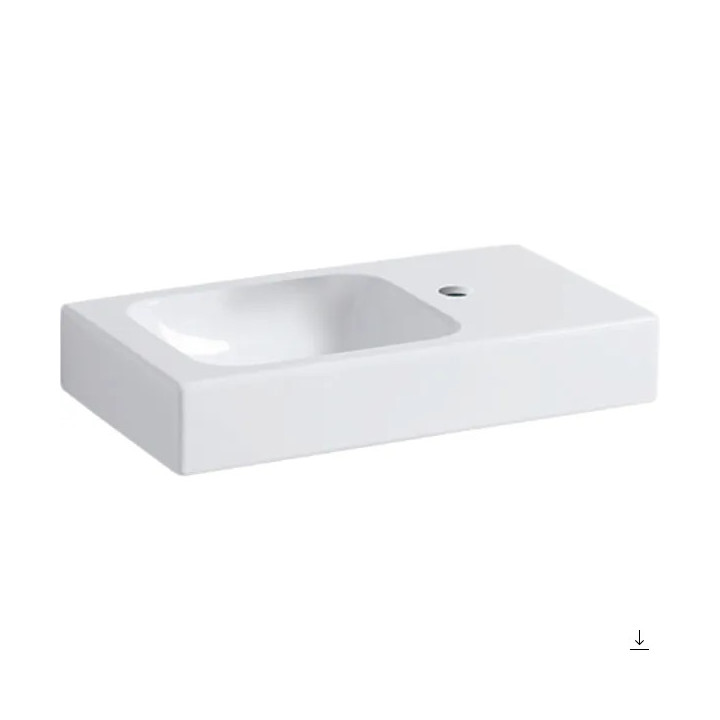 Umyvadlo obdélníková s otvorem z levé strány stronie 38x28cm Geberit iCon, bílá