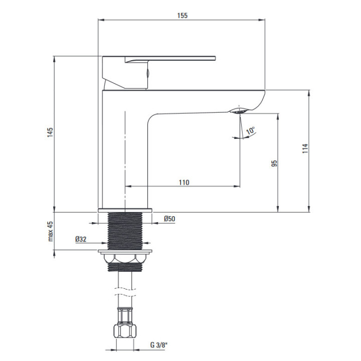 Baterie umywalkowo páková  vysoká ECO-aerator 4,5l/min, Deante Alpina, chrom