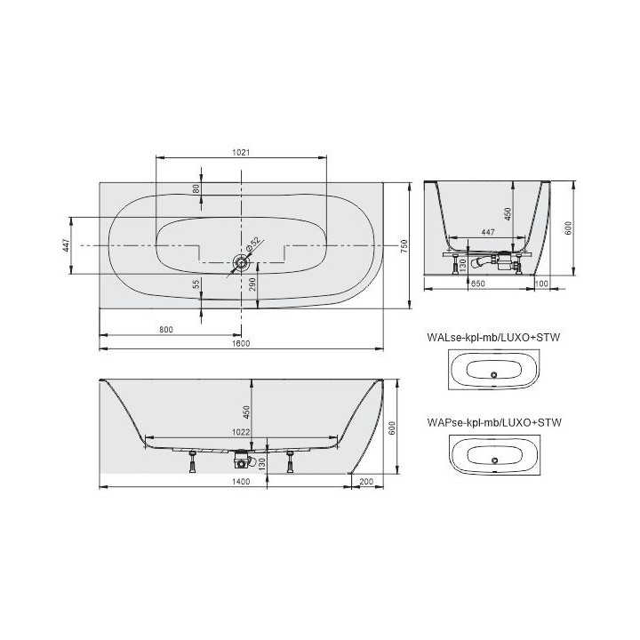 Vana oválný Sanplast Basic WOW/BASIC 80x180+STW Pro zástavbu 180x80 cm - bílá