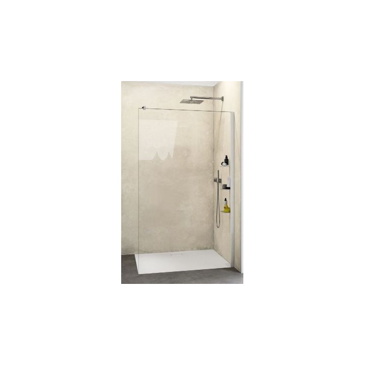 Sprchová zástěna volně stojící 100x200cm Walk-in, Huppe Select+, čiré sklo, barva profilu stříbrná matnáný