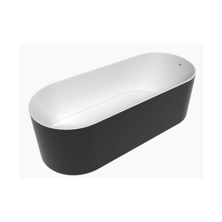 Vana volně stojící, oválný Flaminia Oval Bicolor 170, černá lesklá/bílá, souprava odtokový- sanitbuy.pl