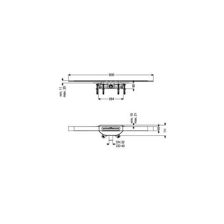 Lineární odtok 90cm , Kessel Linearis Infinity 60, broušená ocel