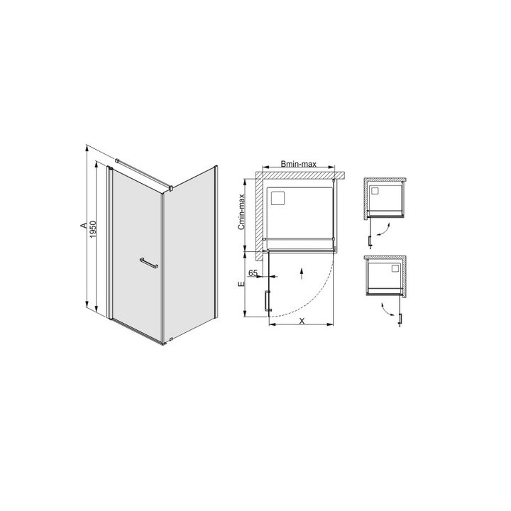 Sprchový kout čtvercová 80x80cm, Sanplast KNDJ/PRIII-80-S sbW0, sklo čiré, stříbrný profil lesklý