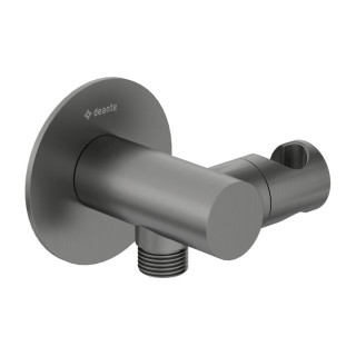 Přípojka úhlová kulaté s rukojetí na sluchátko, Deante Silia, titanium