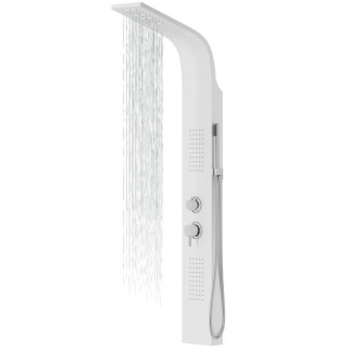 Panel sprchový Corsan ALTO, Horní sprcha LED, Termostat, s výtokovým ramenem s přepínačem ciśnieniowym, Stříbrná