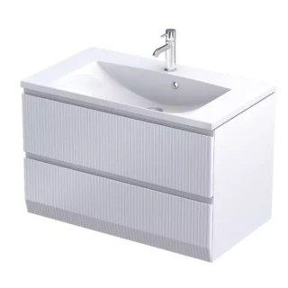 Skříňka pod umyvadlo závěsná 60cm, Oristo Brylant, bílý matnáný ryflowany
