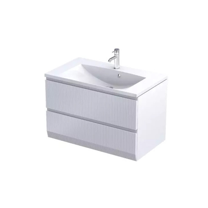 Skříňka pod umyvadlo závěsná 60cm, Oristo Brylant, bílý matnáný ryflowany