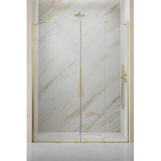 Dveře posuvné do niky Radaway Furo Gold DWJ, pravé, se stěnou, 160x200cm, sklo čiré, profil zlatá