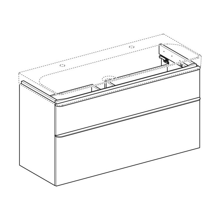 Závěsná skříňka pod umyvadlo Geberit Smyle Square 73,4 cm, se dvěma zásuvkami - grey sand