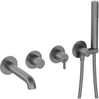 Sprchový set Deante Silia podomítkový s hlavicí sprchovým 25 cm, s baterií poziomą - titanium
