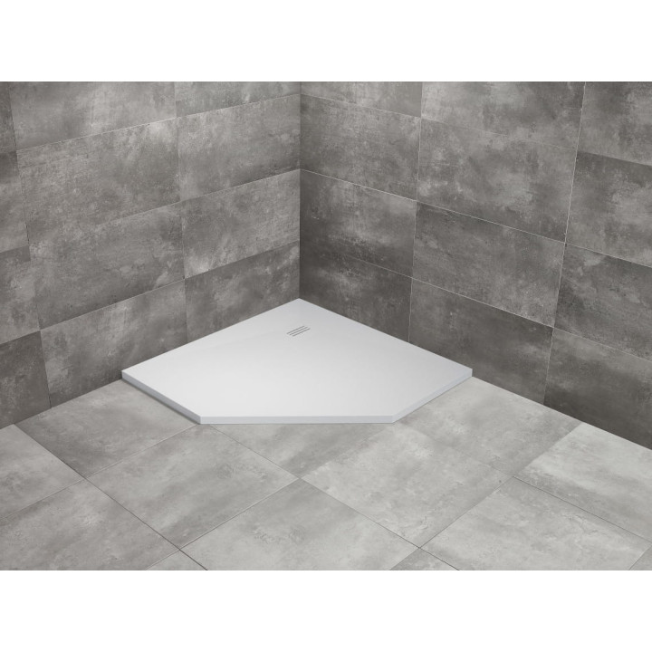 Pětiúhelníková vanička levý s panelem Radaway Doros PT E Compact 100x80cm bílý