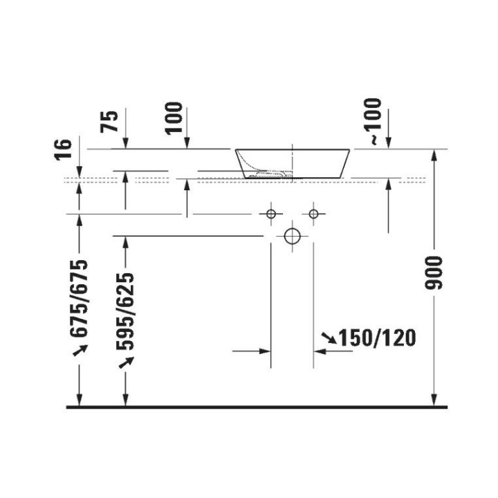 Umyvadlo Duravit Cape Cod na postavení na desku 43 cm, bílá 