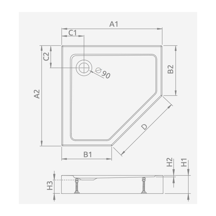 Sprchová vanička pravoúhlý Radaway Doros F Compact, 140x80cm, akrylátový, stone bílý