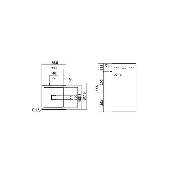 Umywalka Alape WT.RX450QS kolumnowa  455x455 mm- sanitbuy.pl