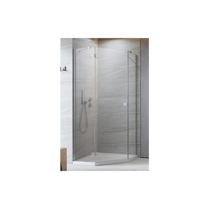 Sprchový kout pětiúhelníkový Essenza PTJ 90x90 dveře pravé, sklo čiré, Radaway ESSENZA PTJ - Chrom