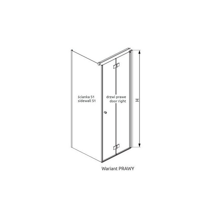 Dveře sprchové Radaway Nes Gold KDJ B 100, skládací, levé, 1000x2000mm - sklo čiré, profil zlatá lesklá
