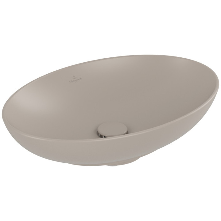 Umyvadlo na postavení na desku Villeroy & Boch Loop & Friends, 56x38cm, oválný, z přepadem, Stone White CeramicPlus