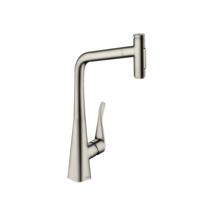 Dřezová baterie Hansgrohe Metris Select M71, páková 320, 1jet - ušlechtilá ocel finish