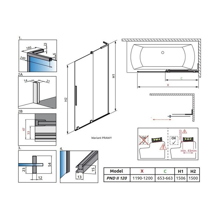 Vanová zástěna Radaway Furo SL PND II 100, levý, sklo čiré, 100x150cm, przesuwny, profil chrom