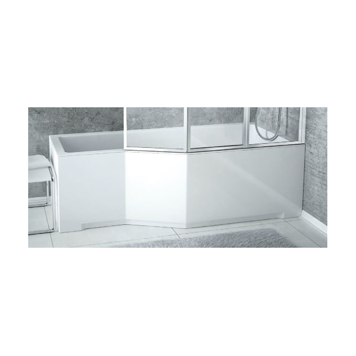 Vana asymetrická levá Besco Integra 150x75cm + zástěna 3-skrzydłowy, bílá