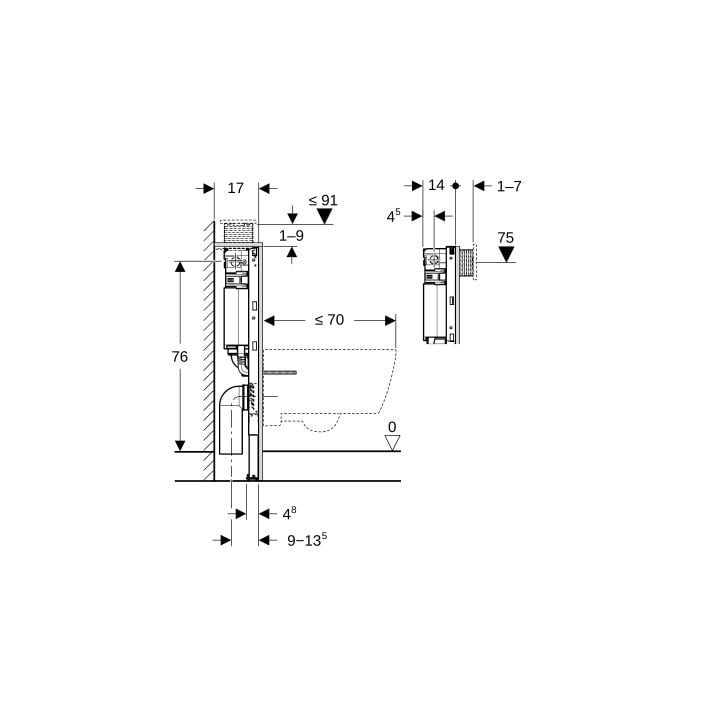 Rám montážní Geberit Duofix Omega pro závěsné WC, 50x82 cm, H82