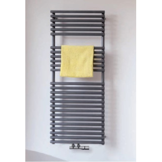 Radiátor Zehnder Charleston Bar 149,2 x 48,5 cm, verze 2-sloupové, z chromovaným držákem na ručníky - bílý