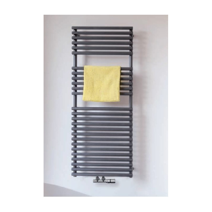 Radiátor Zehnder Charleston Bar 149,2 x 48,5 cm, verze 2-sloupové, z chromovaným držákem na ručníky - bílý