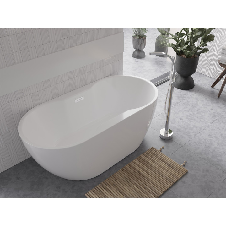 Vana volně stojící Besco Mexa 170x78 cm oválný Carbon Grey, maskownica černá matt