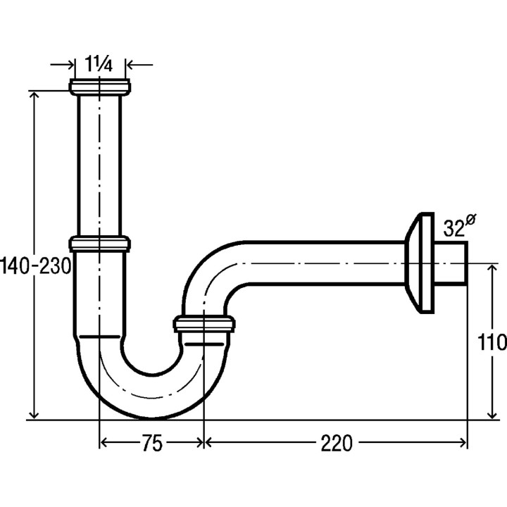 Sifon rurowy pro bidet Viega - chrom