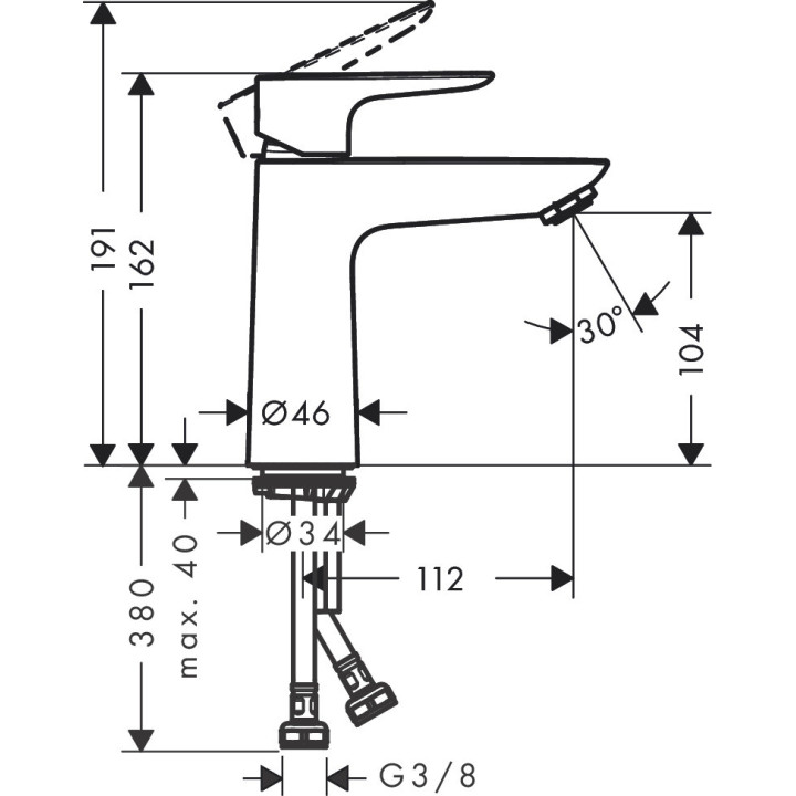 Umyvadlová baterie Hansgrohe Talis Select E, výška 162mm bez výpusti, černá matnáný