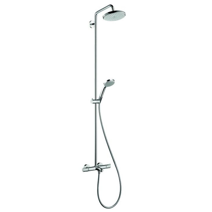 Zestaw prysznicowy Hansgrohe Croma 220 komplet prysznicowy z termostatem do wanny i deszczownicą- sanitbuy.pl