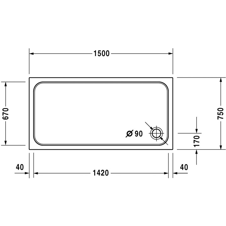 Brodzik Duravit D-Code prostokątny 150x75 cm- sanitbuy.pl