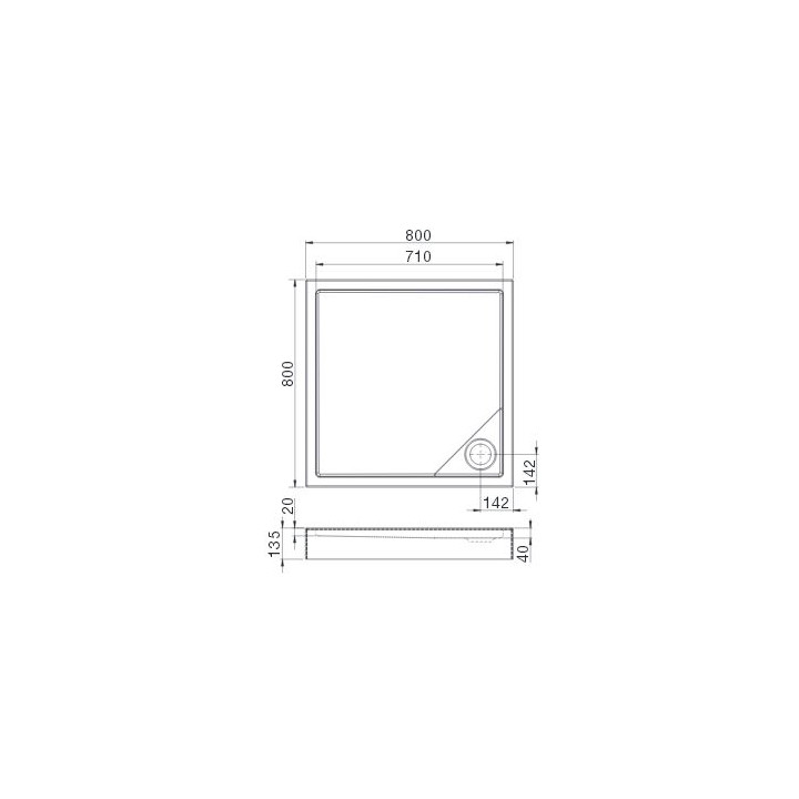 Brodzik Roca Malaga Square Compact  80x80x13 cm- sanitbuy.pl