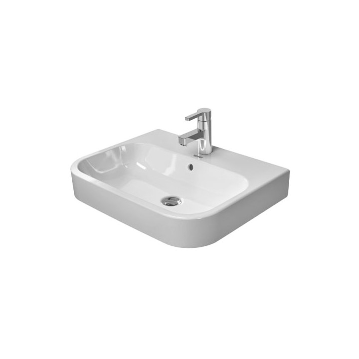 Umywalka stawiana na blat, Duravit Happy D. 600 mm, 1-otworowa, Biały Alpin WonderGliss- sanitbuy.pl