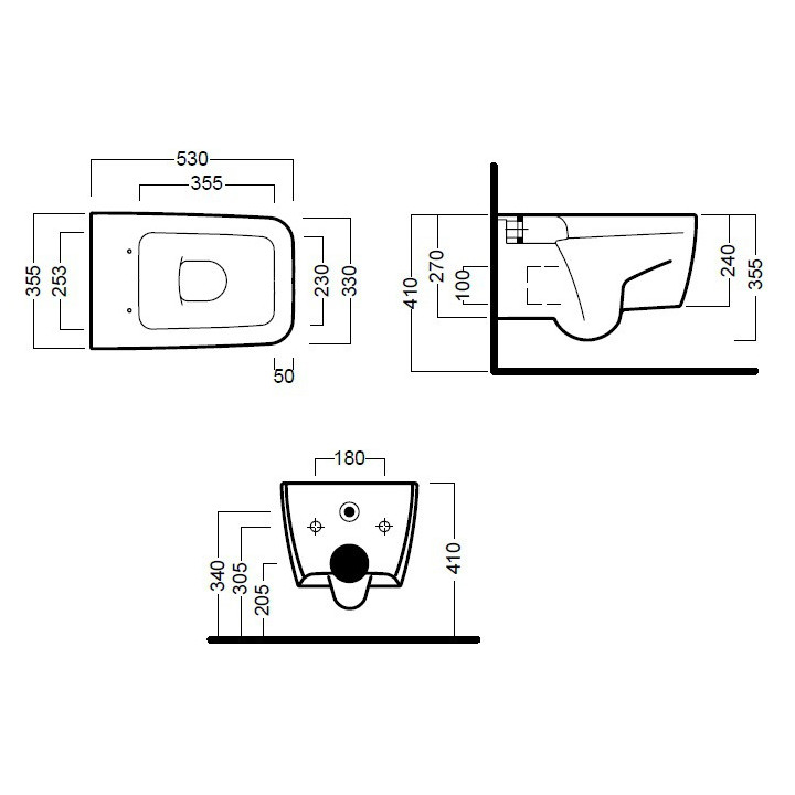 Závěsný závěsný bidet   Hatria Fusion Q. 350x480, YXC9- sanitbuy.pl