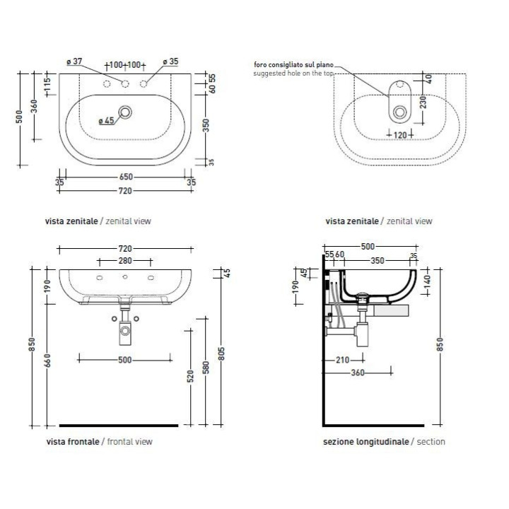 Umywalka Flaminia Step 110x50- sanitbuy.pl