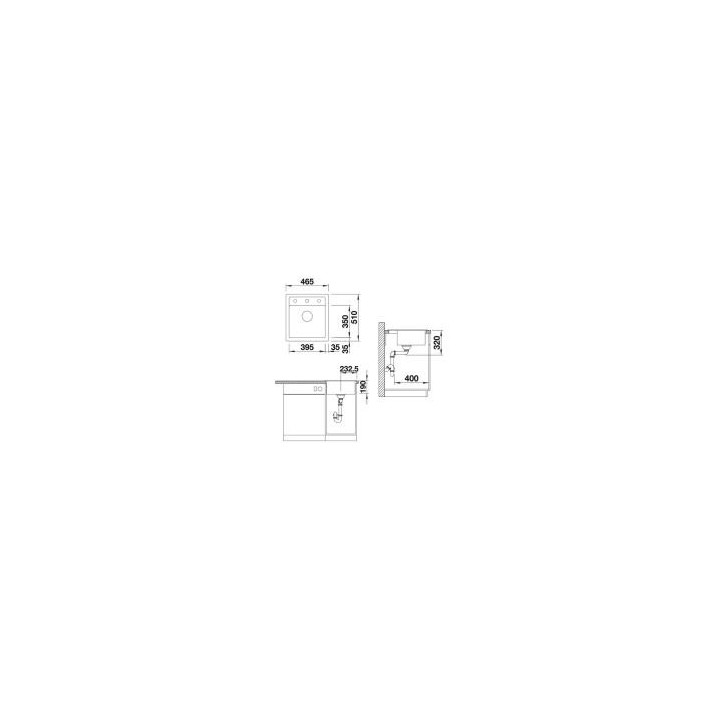 Zlewozmywak do zabudowy 46,5x51 obdélníková 180 x 80 cm Blanco BLANCODALAGO 45- sanitbuy.pl