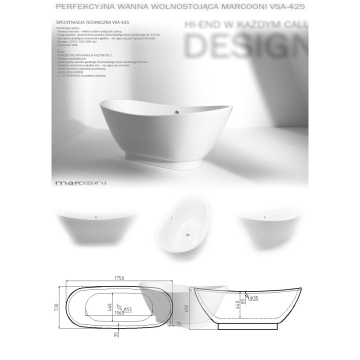 Wanna do zabudowy MARCOONI VBS-21 170x85 cm- sanitbuy.pl