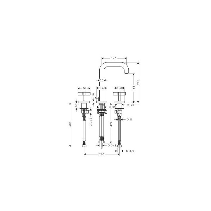 Bateria Axor Citterio umywalkowa 3-otworowa- sanitbuy.pl