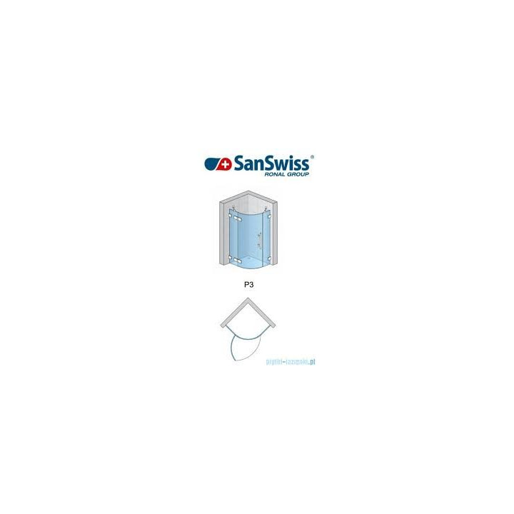 Sprchový kout Ronal Pur P3P čtvrtkruhový, dveře Jednodílné, levé 80 cm- sanitbuy.pl